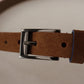 Dolce & Gabbana Brown Logo Engraved Metal Waist Buckle Belt