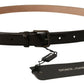 Dolce & Gabbana Black Patent Leather Logo Metal Waist Buckle Belt