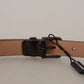 Dolce & Gabbana Black Patent Leather Logo Metal Waist Buckle Belt