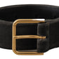 Dolce & Gabbana Brown Velvet Gold Tone Logo Metal Waist Buckle Belt