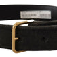 Dolce & Gabbana Brown Velvet Gold Tone Logo Metal Waist Buckle Belt