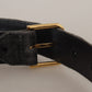 Dolce & Gabbana Brown Velvet Gold Tone Logo Metal Waist Buckle Belt