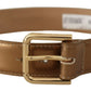 Dolce & Gabbana Bronze Leather Gold Logo Engraved Waist Buckle Belt