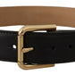 Dolce & Gabbana Black Solid Leather Classic Gold Waist Buckle Belt