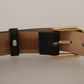 Dolce & Gabbana Black Solid Leather Classic Gold Waist Buckle Belt