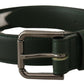 Dolce & Gabbana Army Green Leather Logo Metal Waist Buckle Belt