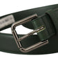 Dolce & Gabbana Army Green Leather Logo Metal Waist Buckle Belt