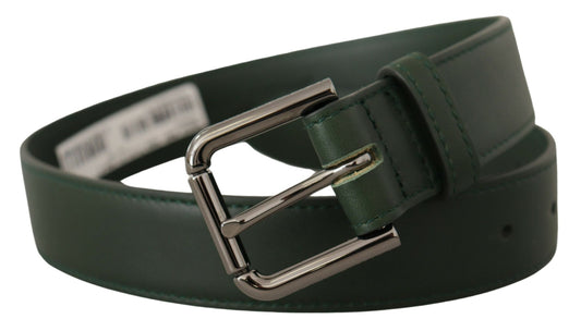 Dolce & Gabbana Army Green Leather Logo Metal Waist Buckle Belt