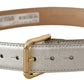 Dolce & Gabbana Silver Leather Gold Tone Logo Metal Waist Buckle Belt