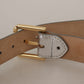 Dolce & Gabbana Silver Leather Gold Tone Logo Metal Waist Buckle Belt