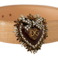 Dolce & Gabbana Beige Croc Pattern DEVOTION Heart DG Waist Buckle Belt