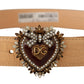 Dolce & Gabbana Beige Croc Pattern DEVOTION Heart DG Waist Buckle Belt