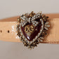 Dolce & Gabbana Beige Croc Pattern DEVOTION Heart DG Waist Buckle Belt