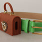 Dolce & Gabbana Green Leather Devotion Heart Micro Bag Headphones Belt