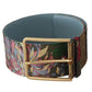 Dolce & Gabbana Multicolor Leather Floral Embroid Logo Buckle Belt