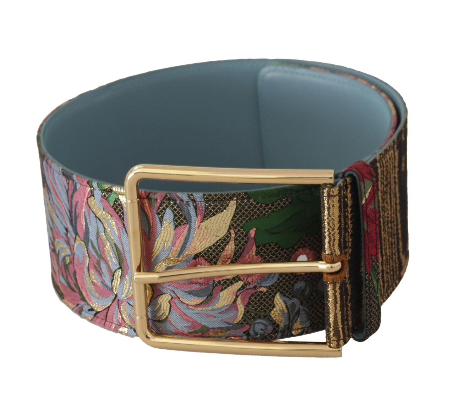 Dolce & Gabbana Multicolor Leather Floral Embroid Logo Buckle Belt