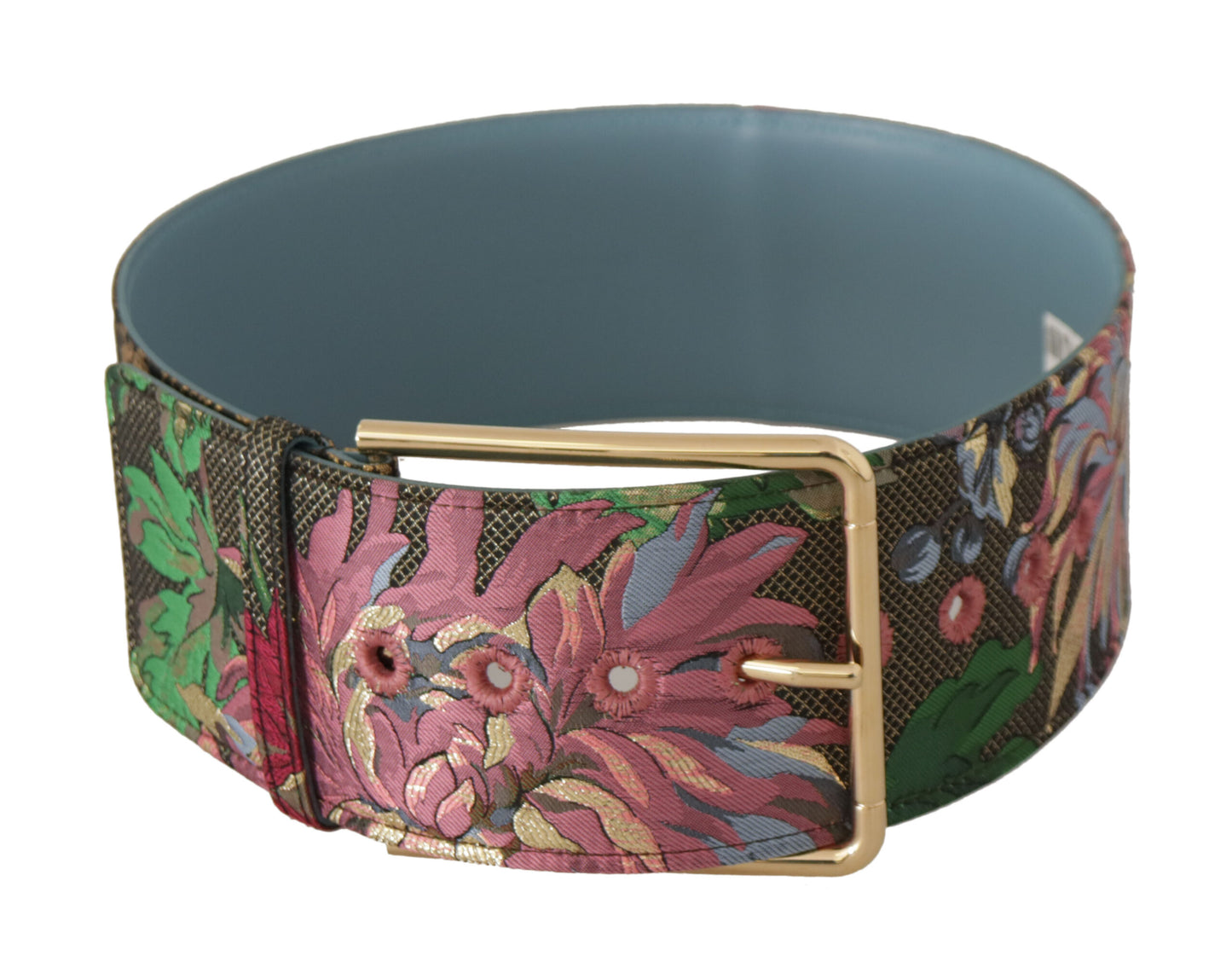 Dolce & Gabbana Multicolor Leather Floral Embroid Logo Buckle Belt