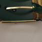 Dolce & Gabbana Green Jacquard Embroid Leather Gold Metal Buckle Belt