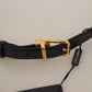 Dolce & Gabbana Black Calf Leather Gold Metal Logo Waist Buckle Belt