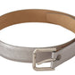 Dolce & Gabbana Metallic Silver Leather Metal Waist Buckle Belt