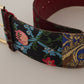 Dolce & Gabbana Red Embroidered Leather Gold Logo Metal Buckle Belt