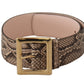 Dolce & Gabbana Beige Exotic Leather Wide Gold Metal Buckle Belt