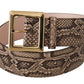 Dolce & Gabbana Beige Exotic Leather Wide Gold Metal Buckle Belt