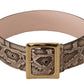 Dolce & Gabbana Beige Exotic Leather Wide Gold Metal Buckle Belt