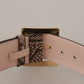 Dolce & Gabbana Beige Exotic Leather Wide Gold Metal Buckle Belt