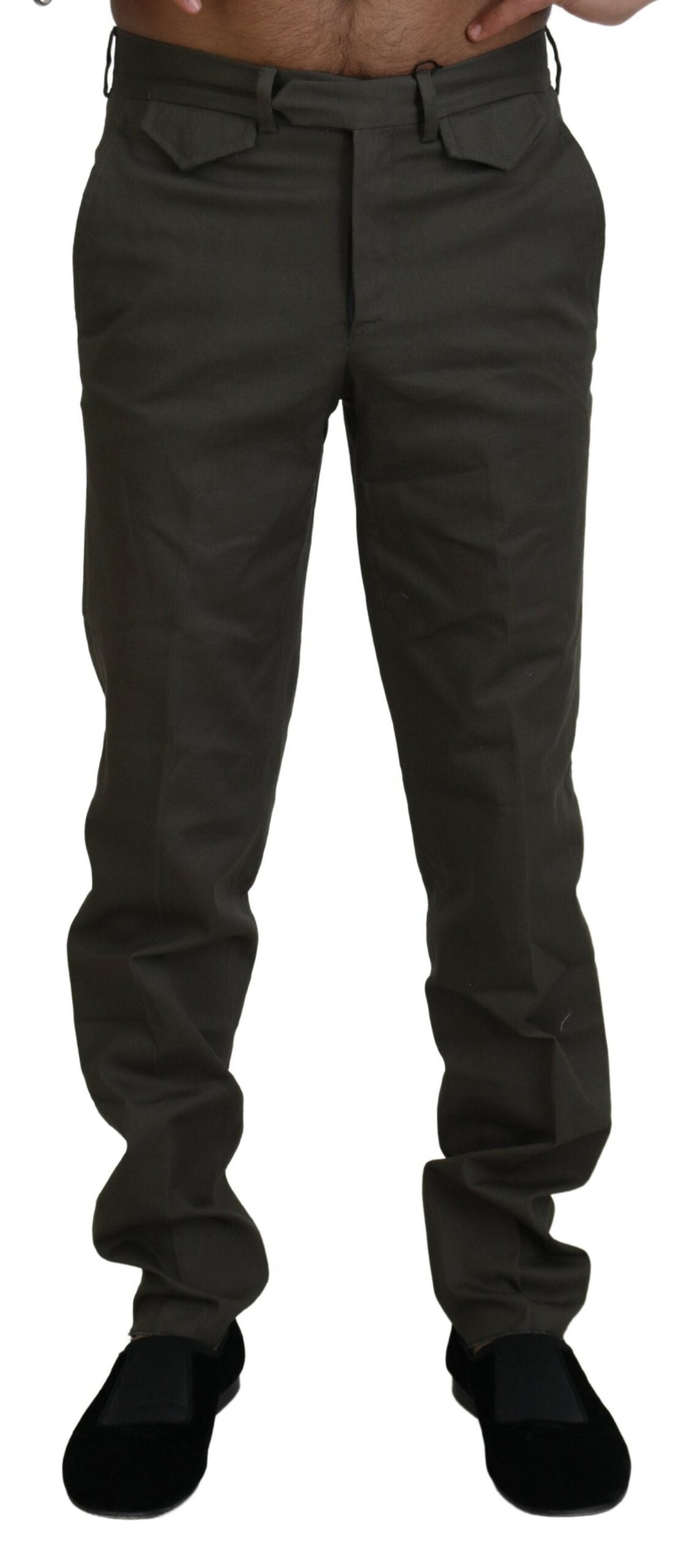 BENCIVENGA Green Cotton Straight Fit Men Pants