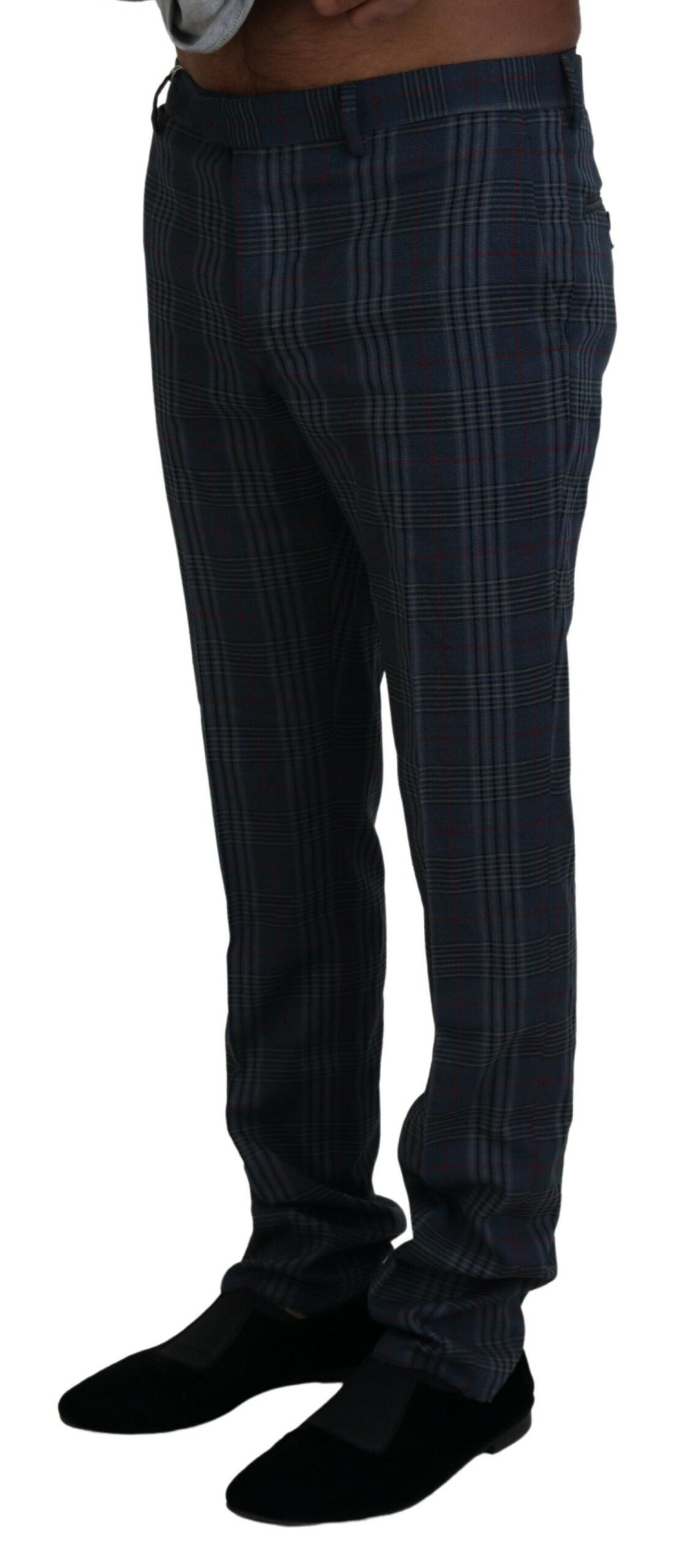 BENCIVENGA Gray Pure Wool Men Checkered Pants