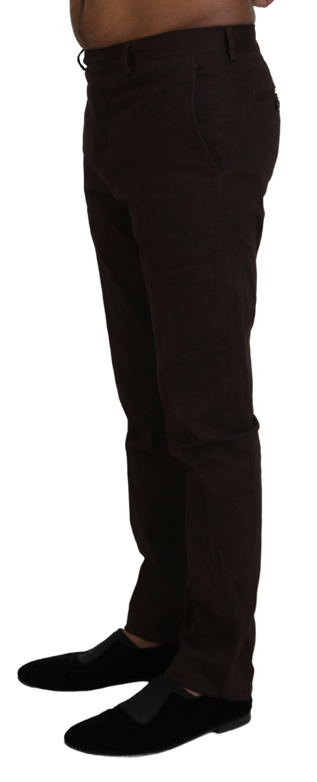 BENCIVENGA Brown Cotton Tapered Formal Men Pants