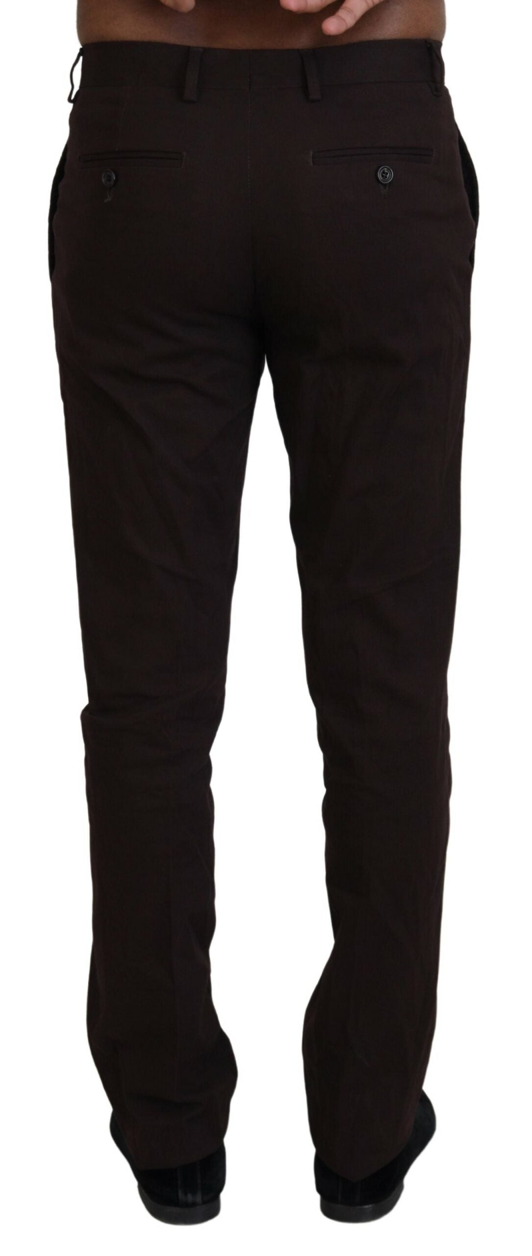 BENCIVENGA Brown Cotton Tapered Formal Men Pants