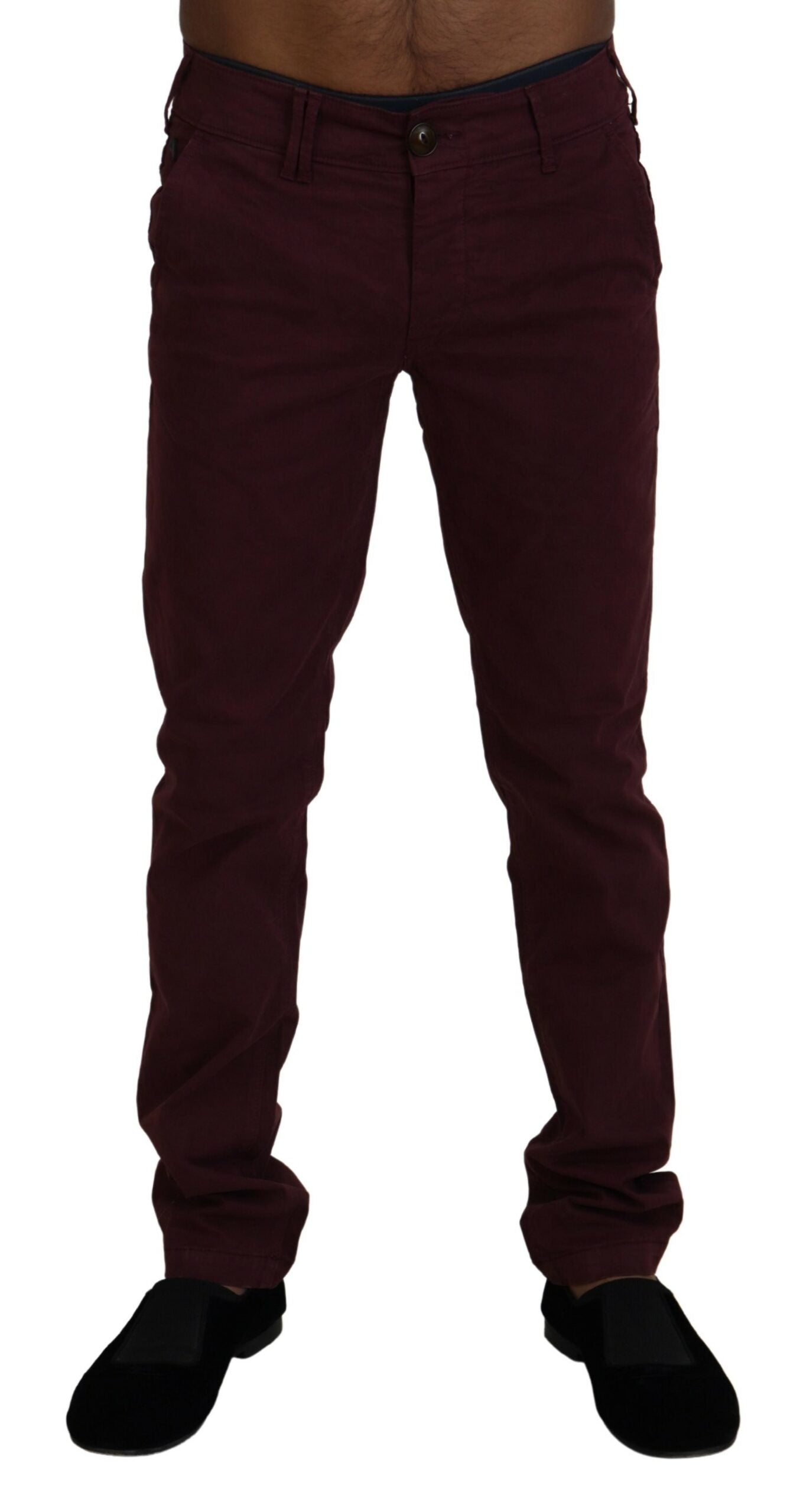 CYCLE Maroon Cotton Stretch Skinny Casual Men Pants