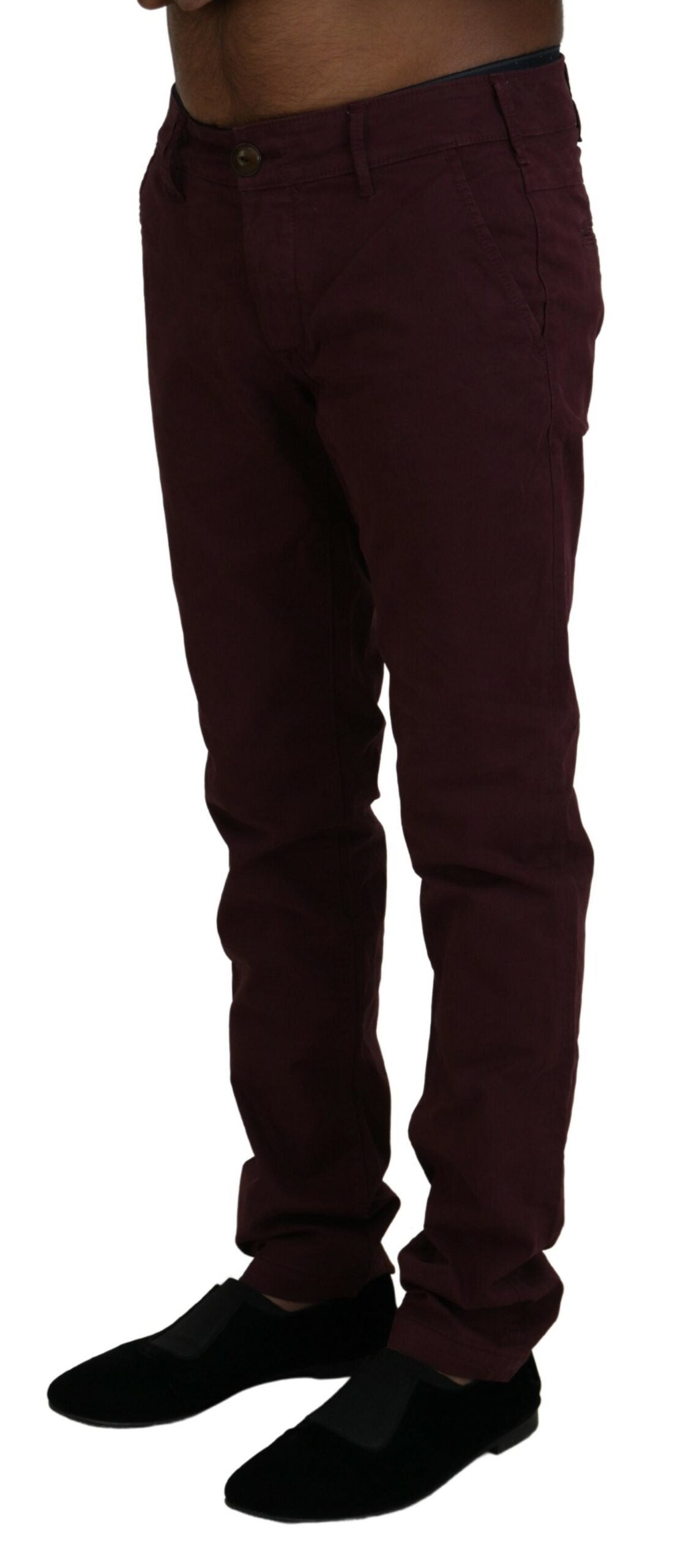 CYCLE Maroon Cotton Stretch Skinny Casual Men Pants