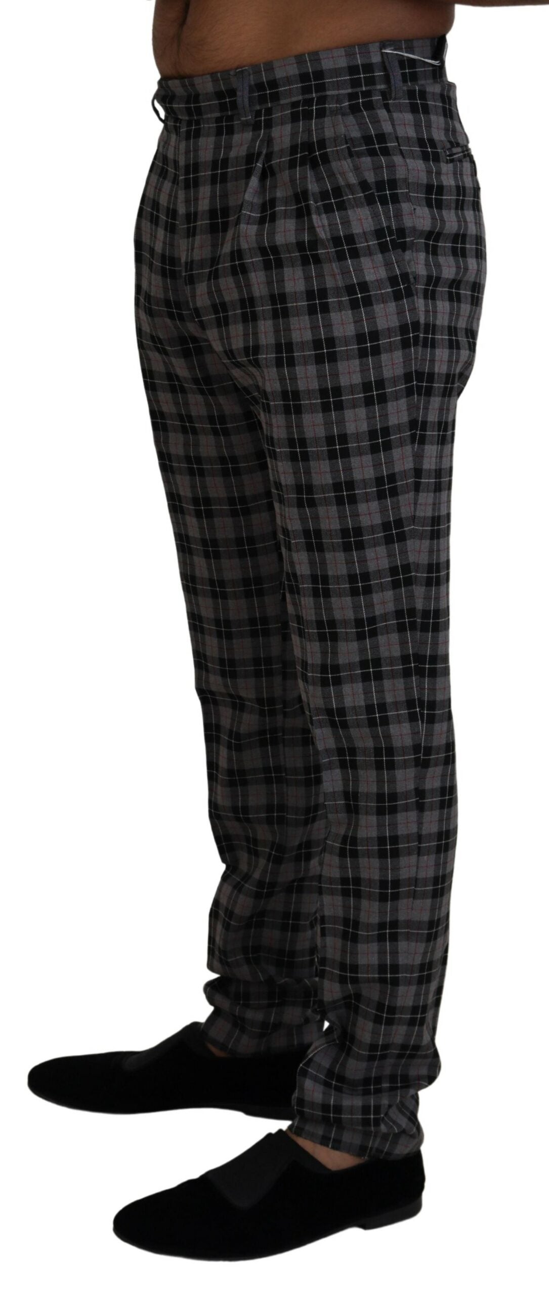 BENCIVENGA Gray Checkered Slim Fit Men Pants