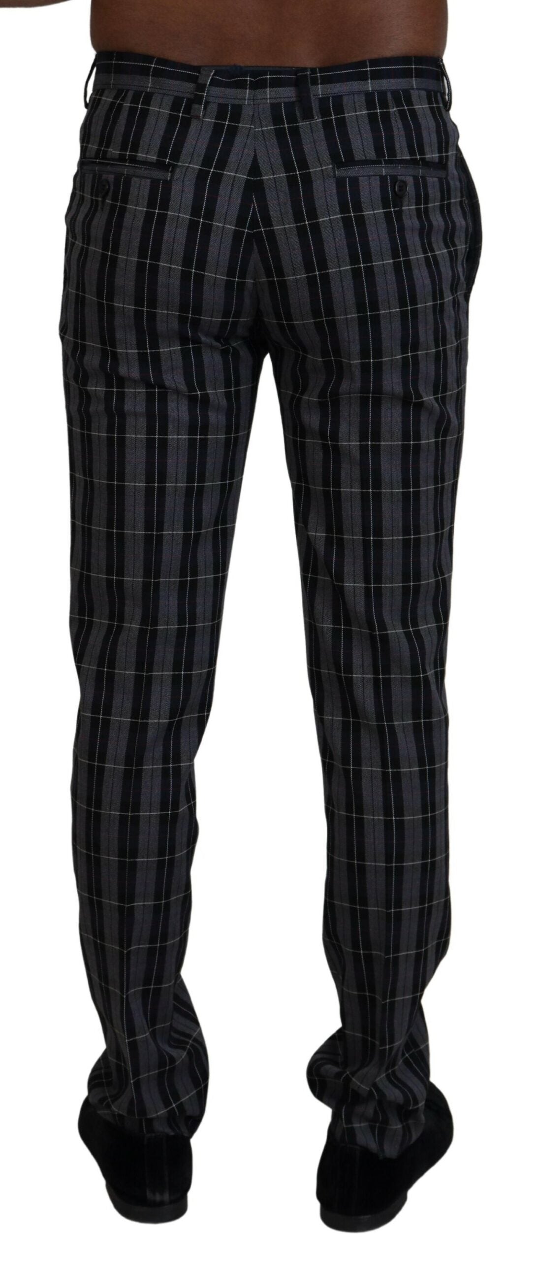 BENCIVENGA Gray Checkered Slim Fit Men Pants