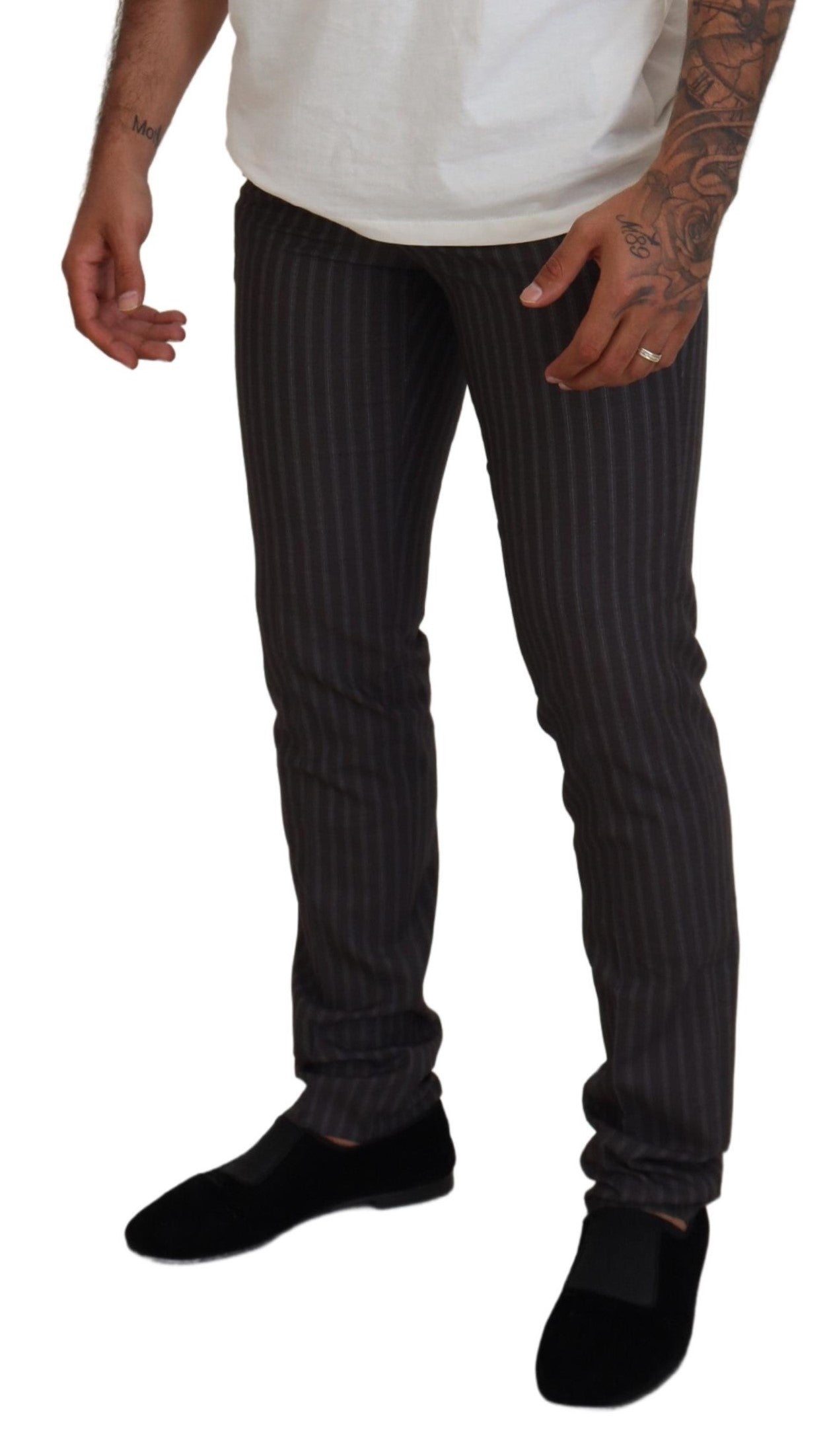 BENCIVENGA Brown Stripes Slim Fit Men Pants