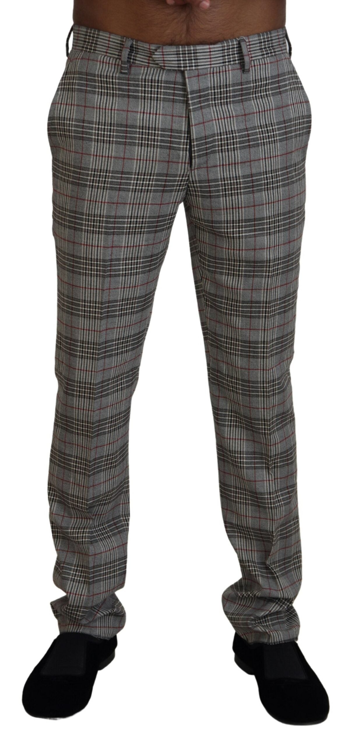 BENCIVENGA Gray Checkered Skinny Men Pants