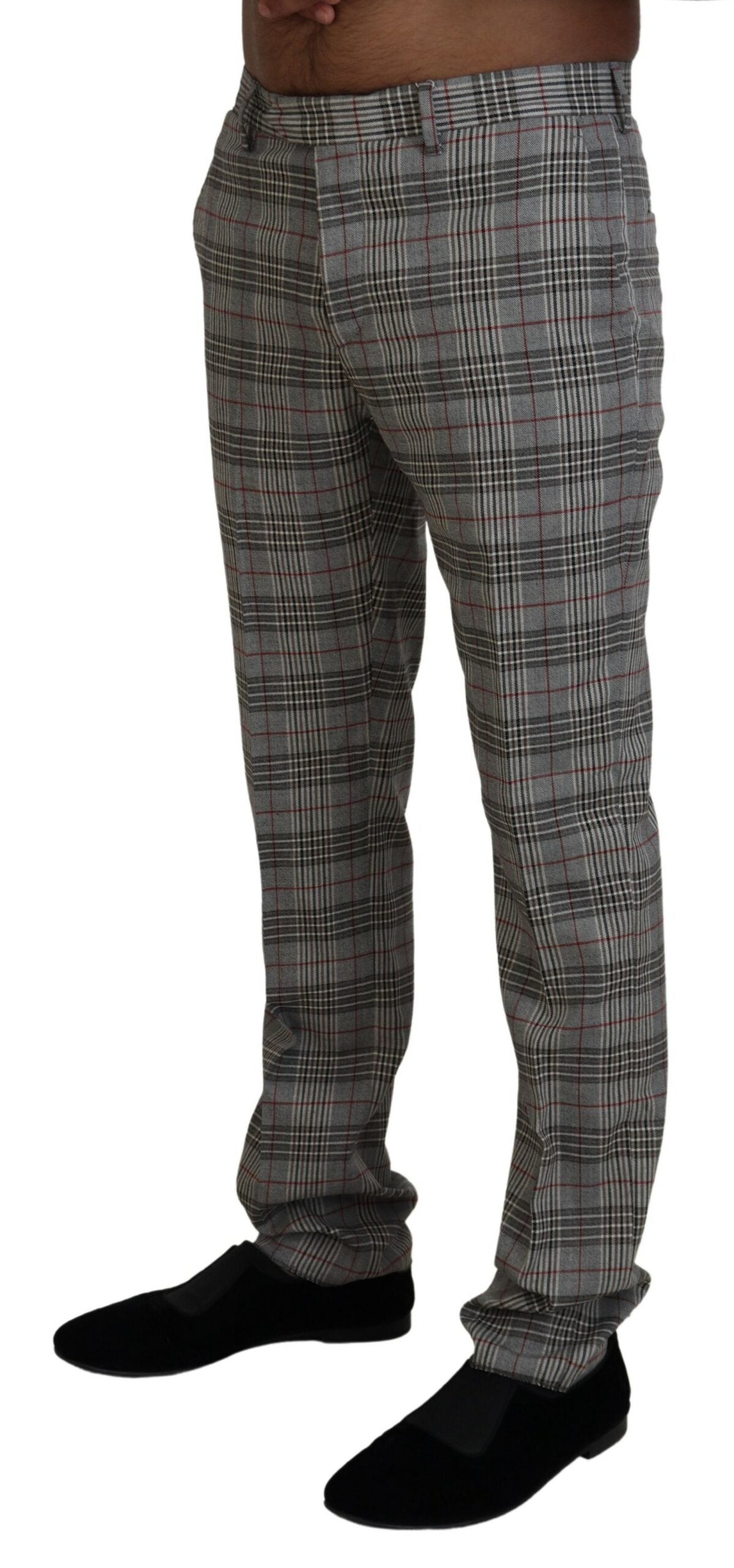 BENCIVENGA Gray Checkered Skinny Men Pants