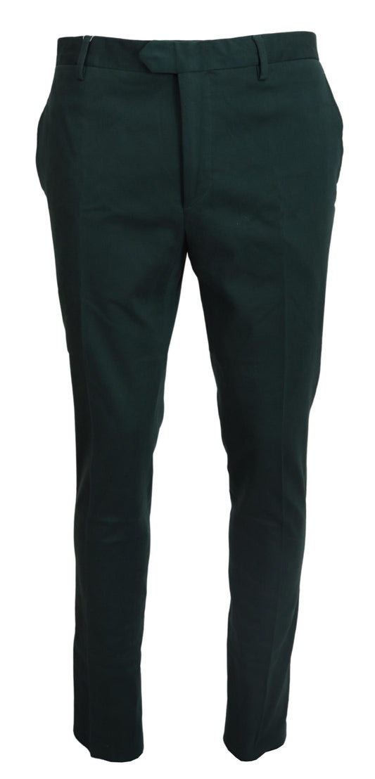 BENCIVENGA Dark Green Cotton Skinny Men Pants