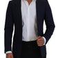 Dolce & Gabbana Blue Wool Slim Fit Formal Coat Blazer