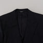 Dolce & Gabbana Dark Blue Wool Formal Sicilia Blazer