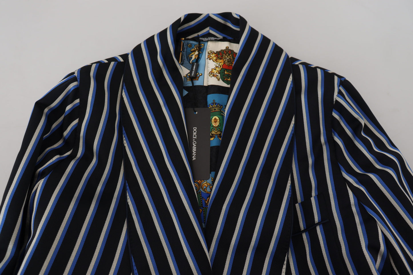 Dolce & Gabbana Black Blue Martini Printed Lining Robe