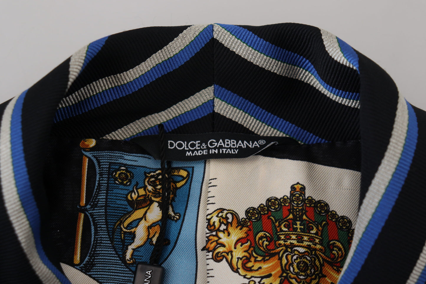 Dolce & Gabbana Black Blue Martini Printed Lining Robe