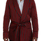 Dolce & Gabbana Red Striped Martini Printed Lining Robe