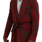 Dolce & Gabbana Red Striped Martini Printed Lining Robe