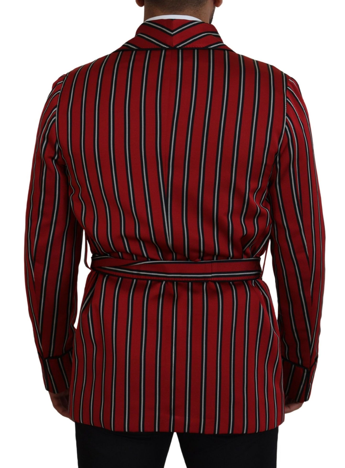 Dolce & Gabbana Red Striped Martini Printed Lining Robe