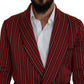 Dolce & Gabbana Red Striped Martini Printed Lining Robe