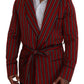 Dolce & Gabbana Red Striped Martini Printed Lining Robe